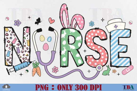Download Nurse Easter PNG Bunny Letters Doodle - Premium Bundle